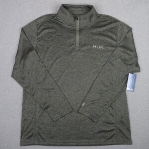 HUK Shirt Mens Large Green Coldfront 1/4 Zip Performance Fishing Pullover NWT